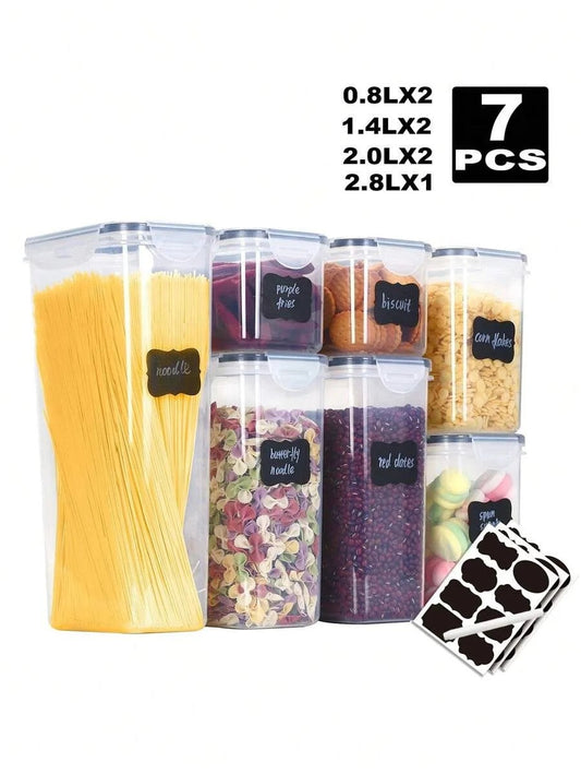 1/3/5/7pcs Food Storage Jars Reusable Plastic Food Sealed Jars